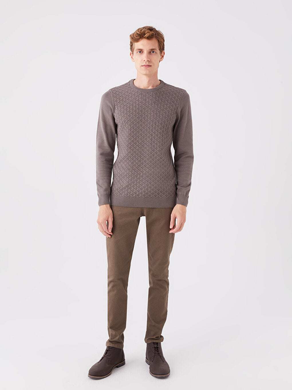 Crew Neck Long Sleeve Men's Knitwear Sweater