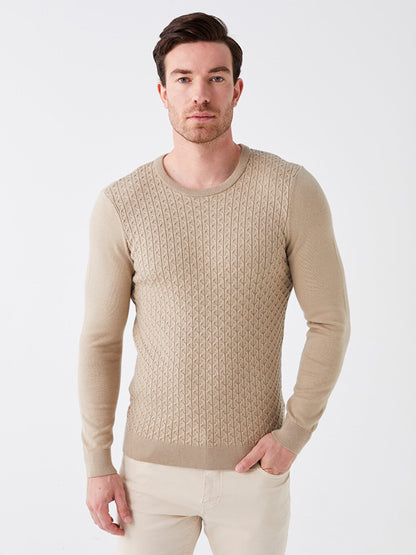 Crew Neck Long Sleeve Men's Knitwear Sweater