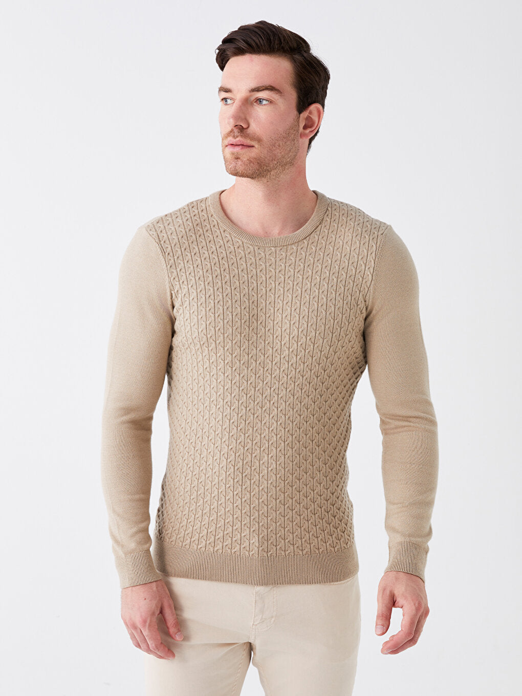 Crew Neck Long Sleeve Men's Knitwear Sweater