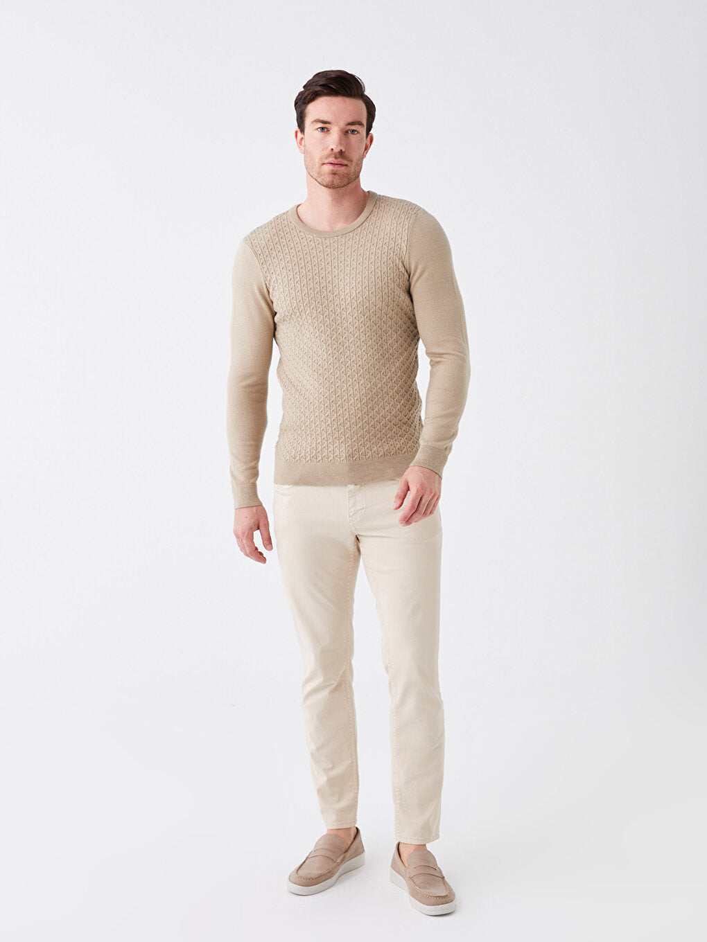 Crew Neck Long Sleeve Men's Knitwear Sweater