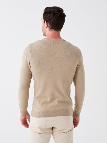 Crew Neck Long Sleeve Men's Knitwear Sweater