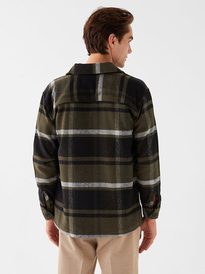 Regular Fit Long Sleeve Plaid Men's Lumberjack Shirt Jacket