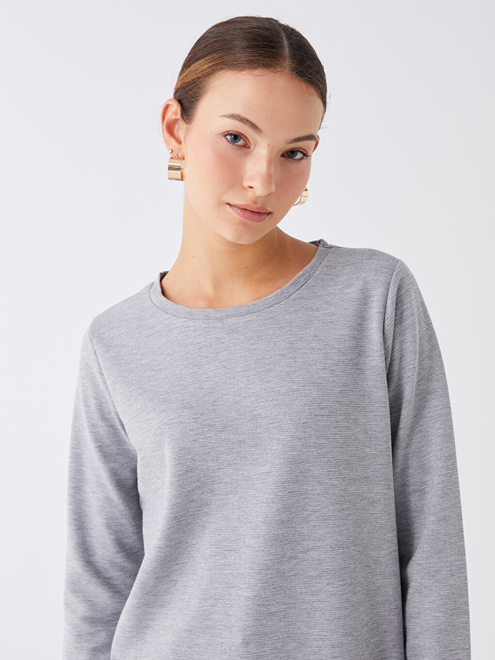 Crew Neck Plain Long Sleeve Women's Tunic