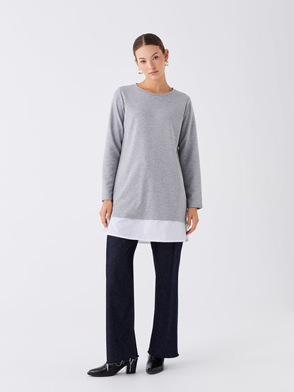 Crew Neck Plain Long Sleeve Women's Tunic