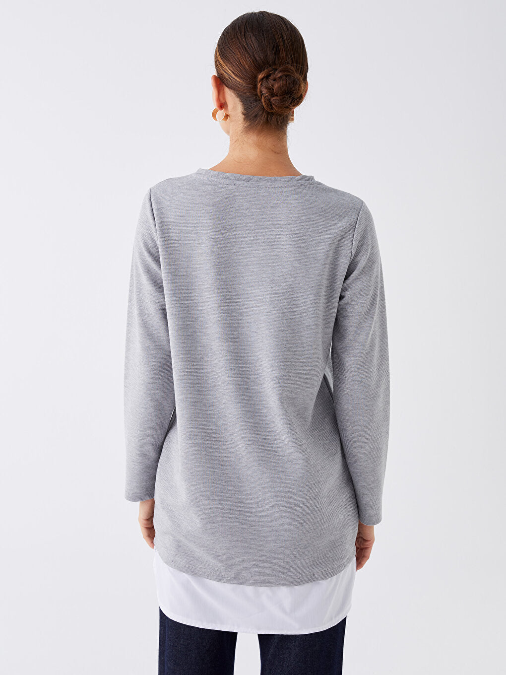 Crew Neck Plain Long Sleeve Women's Tunic