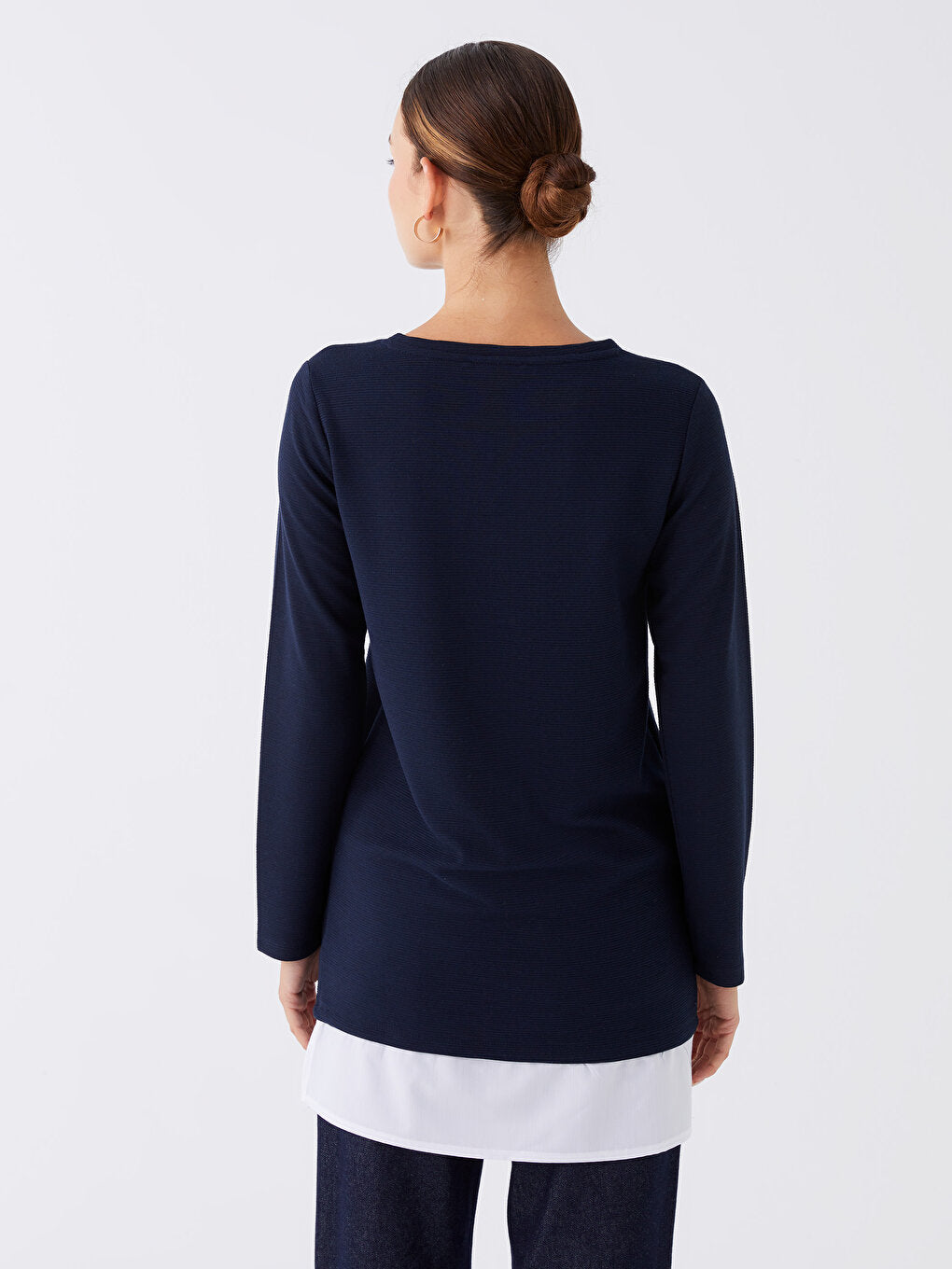 Crew Neck Plain Long Sleeve Women's Tunic