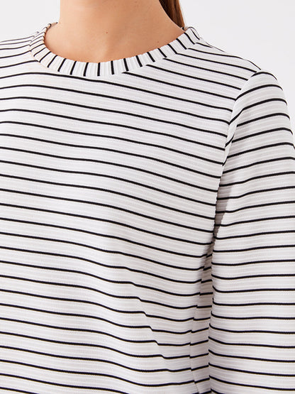 Crew Neck Striped Long Sleeve Women's Tunic