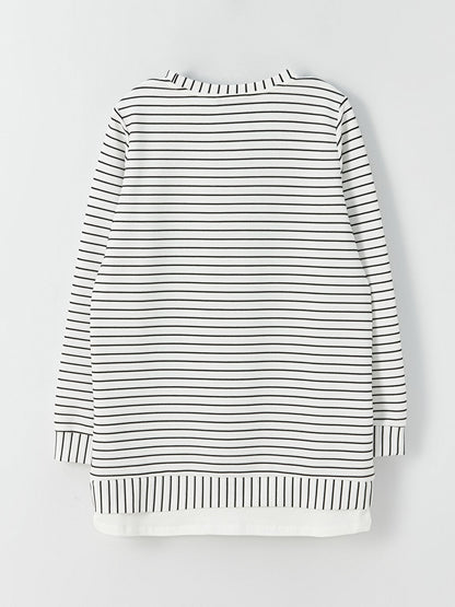 Crew Neck Striped Long Sleeve Women's Tunic