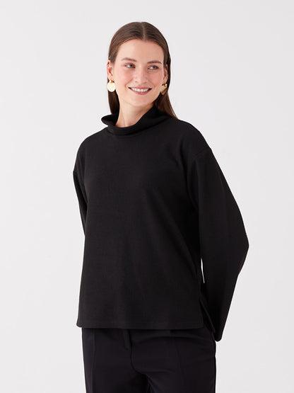 Half Turtleneck Plain Long Sleeve Women's Tunic