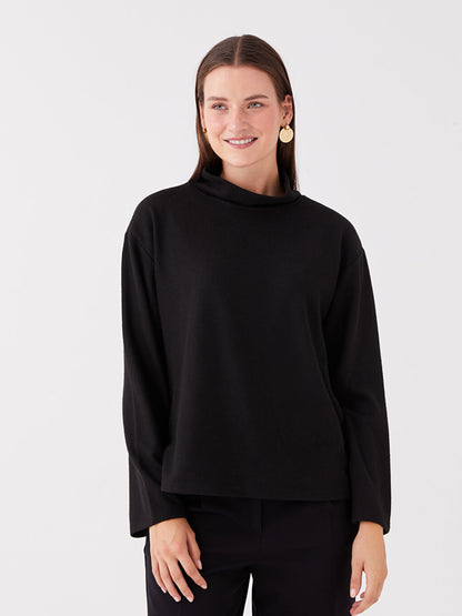 Half Turtleneck Plain Long Sleeve Women's Tunic