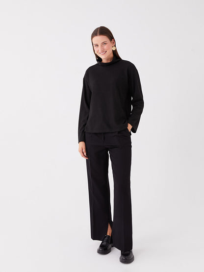 Half Turtleneck Plain Long Sleeve Women's Tunic