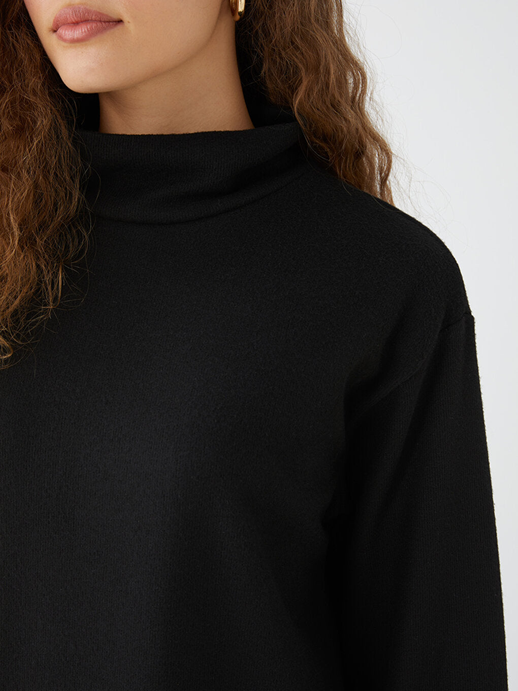 Half Turtleneck Plain Long Sleeve Women's Tunic