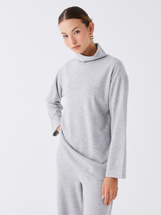 Half Turtleneck Plain Long Sleeve Women's Tunic