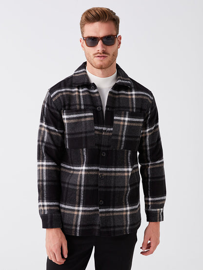 Regular Fit Long Sleeve Plaid Men's Lumberjack Shirt Jacket