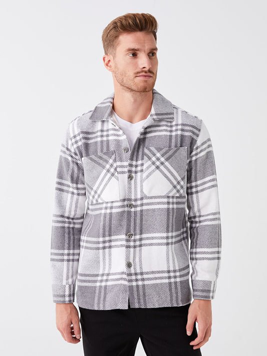 Regular Fit Long Sleeve Plaid Men's Lumberjack Shirt Jacket