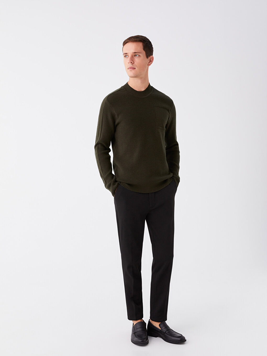 Half Turtleneck Long Sleeve Men's Knitwear Sweater