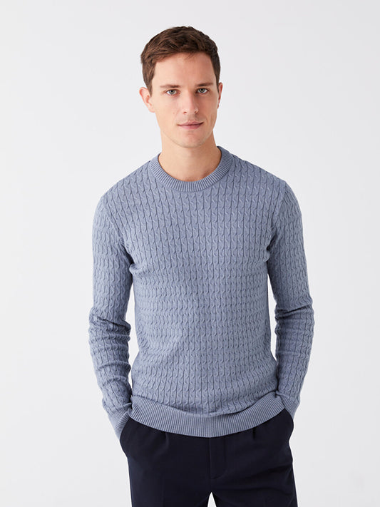 Crew Neck Long Sleeve Men's Knitwear Sweater