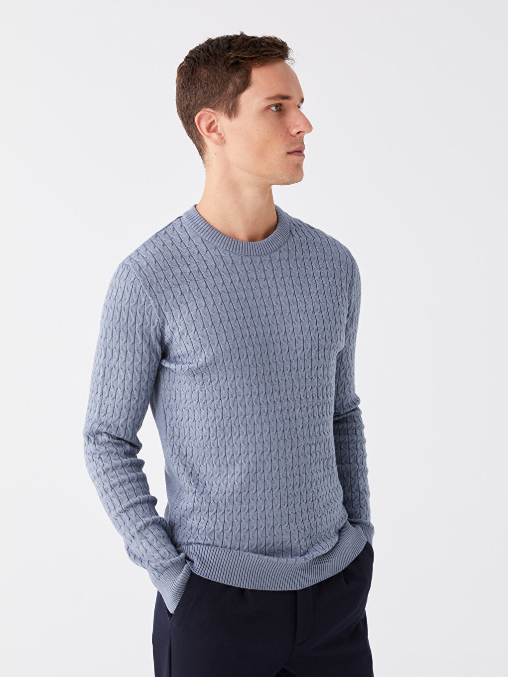 Crew Neck Long Sleeve Men's Knitwear Sweater