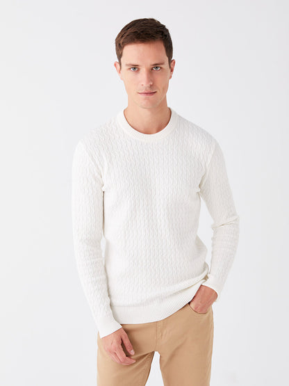 Crew Neck Long Sleeve Men's Knitwear Sweater