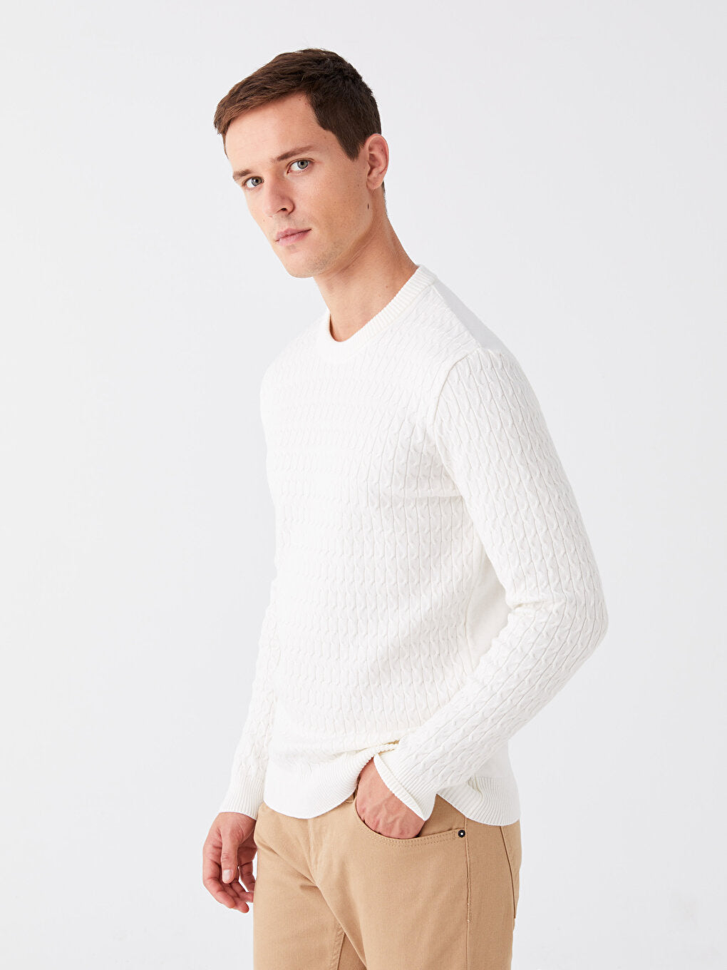 Crew Neck Long Sleeve Men's Knitwear Sweater