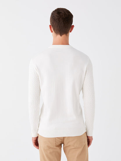 Crew Neck Long Sleeve Men's Knitwear Sweater