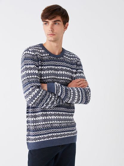 Crew Neck Long Sleeve Men's Knitwear Sweater