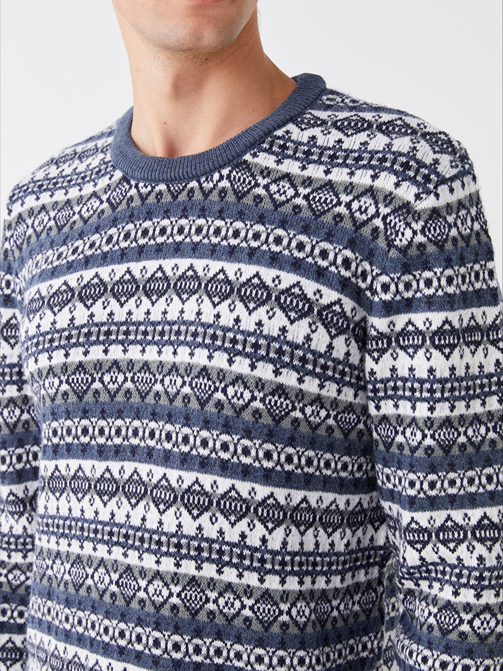 Crew Neck Long Sleeve Men's Knitwear Sweater