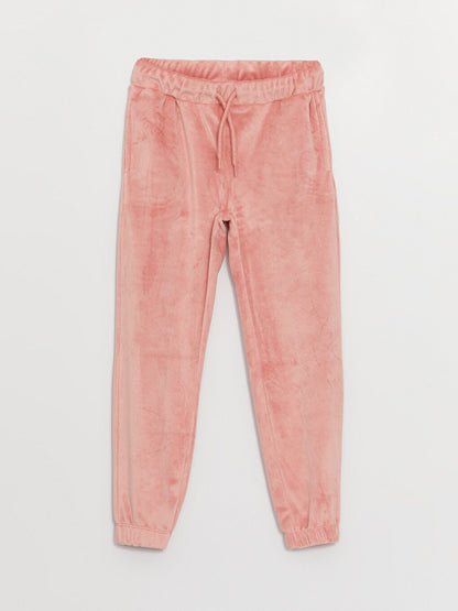 Basic Velvet Girls' Jogger Sweatpants with Elastic Waistband