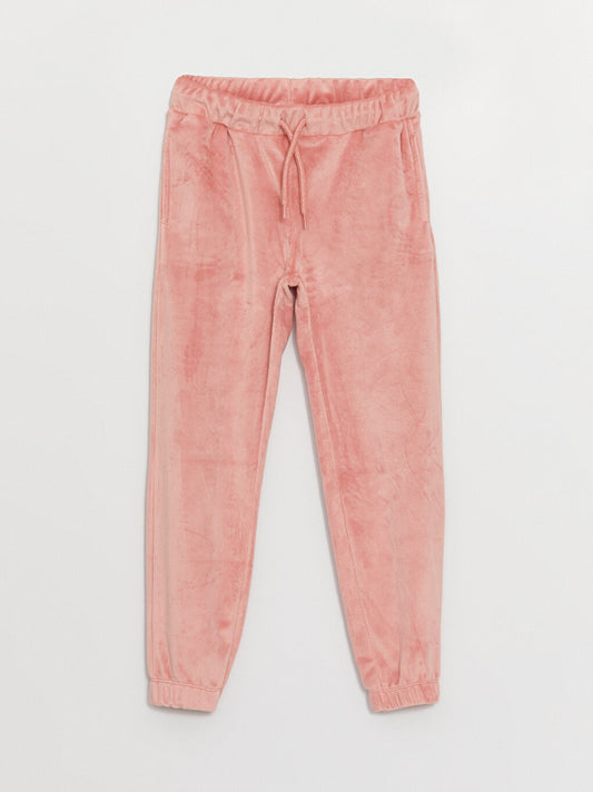 Basic Velvet Girls' Jogger Sweatpants with Elastic Waistband