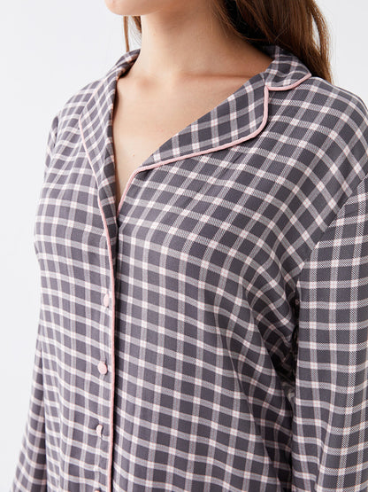 Shirt Collar Plaid Long Sleeve Women's Pajama Set