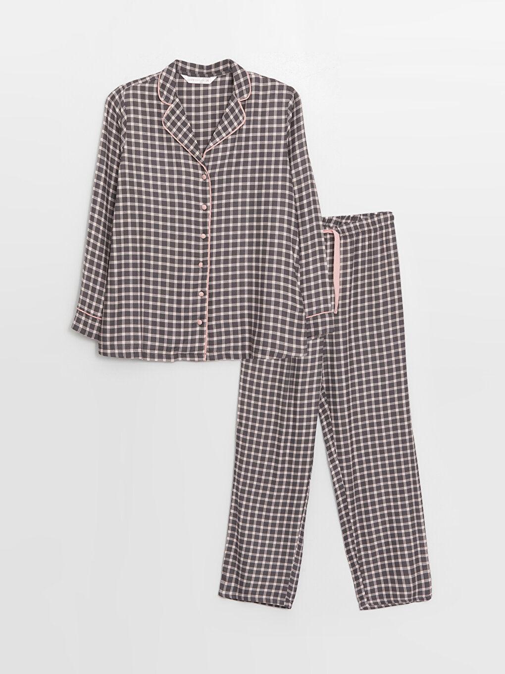 Shirt Collar Plaid Long Sleeve Women's Pajama Set