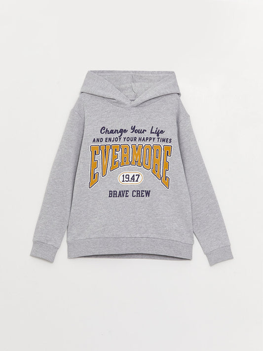 Hooded Printed Long Sleeve Boy's Sweatshirt