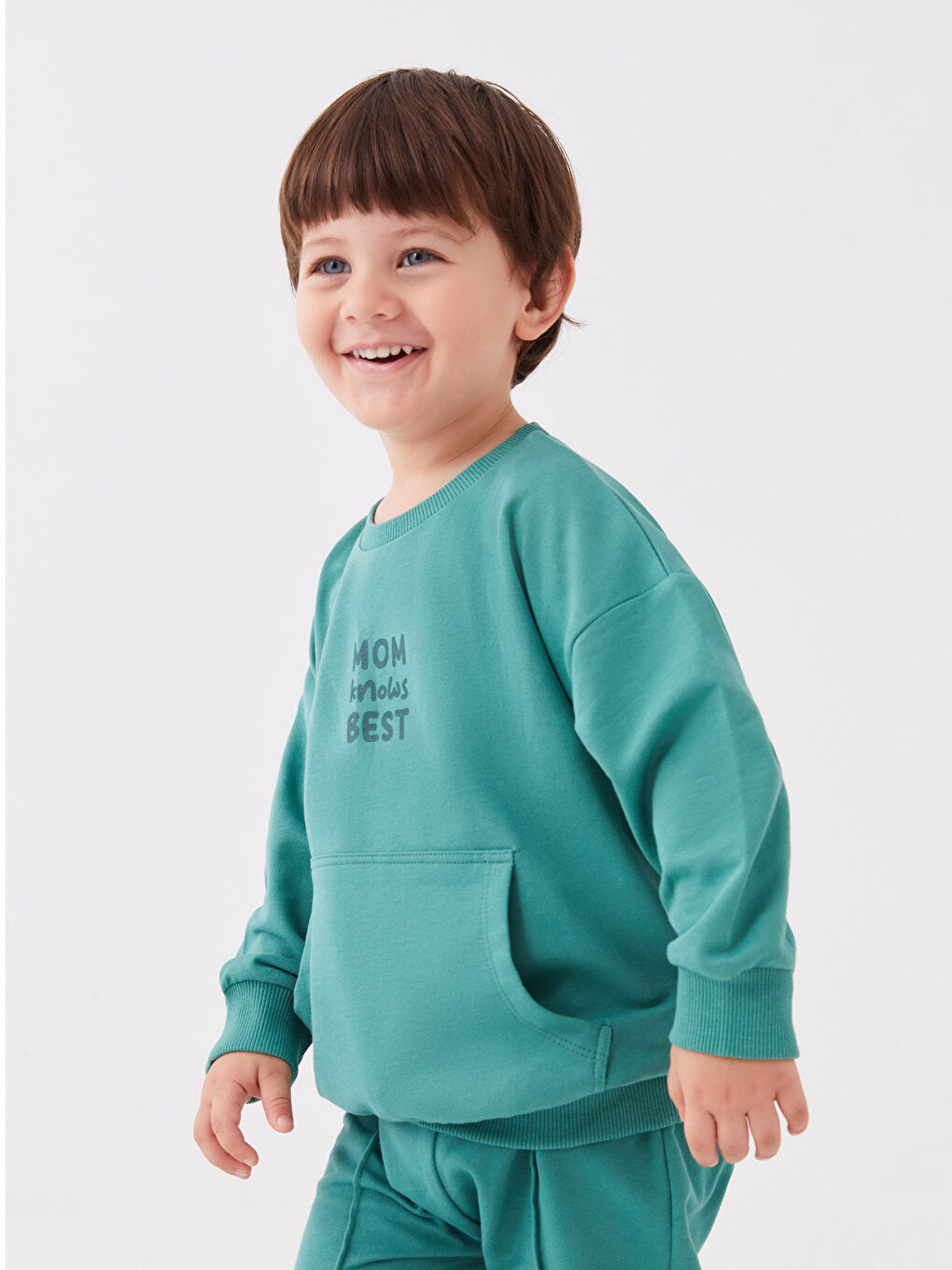 Crew Neck Baby Boy Sweatshirt and Tracksuit Bottom, 2-pack