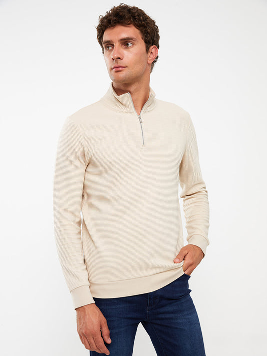 High Collar Long Sleeve Men's Sweatshirt