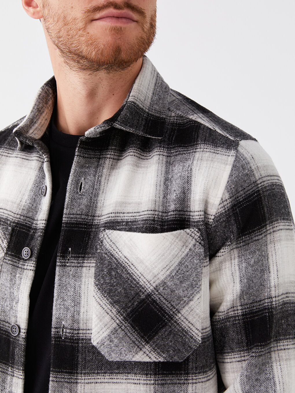 Comfortable Fit Long Sleeve Plaid Men's Shirt Jacket