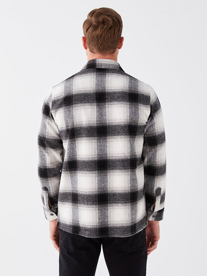 Comfortable Fit Long Sleeve Plaid Men's Shirt Jacket