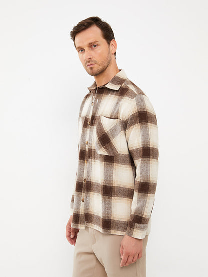 Comfortable Fit Long Sleeve Plaid Men's Shirt Jacket