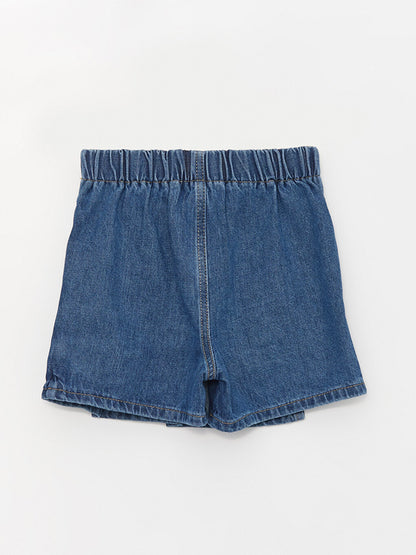 Girls' Jean Shorts Skirt with Elastic Waist