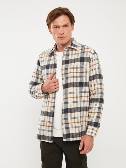 Comfortable Fit Long Sleeve Plaid Men's Shirt Jacket