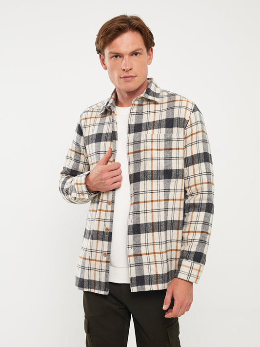 Comfortable Fit Long Sleeve Plaid Men's Shirt Jacket