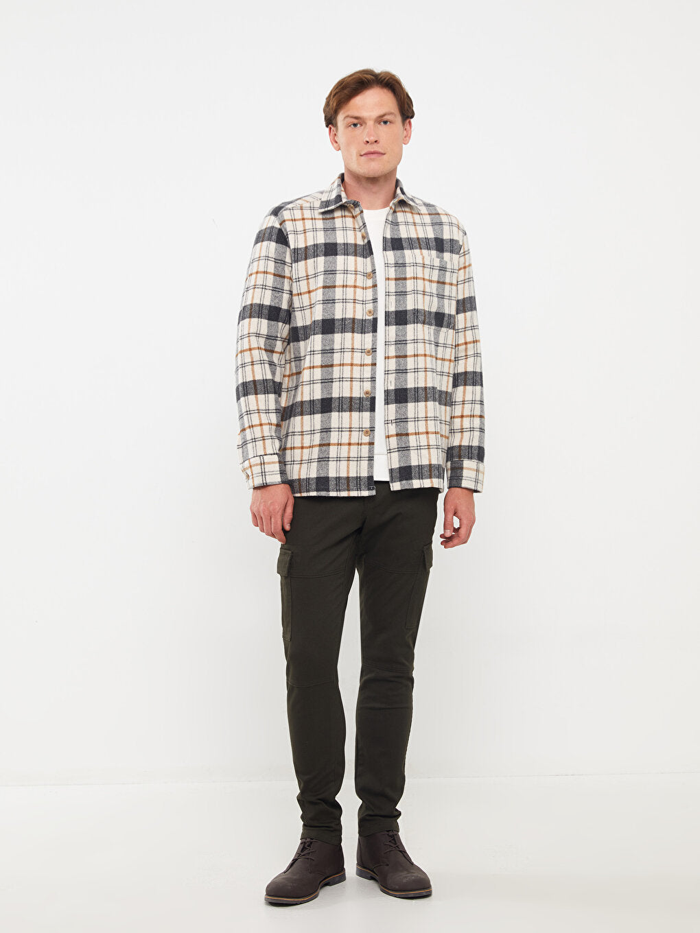 Comfortable Fit Long Sleeve Plaid Men's Shirt Jacket