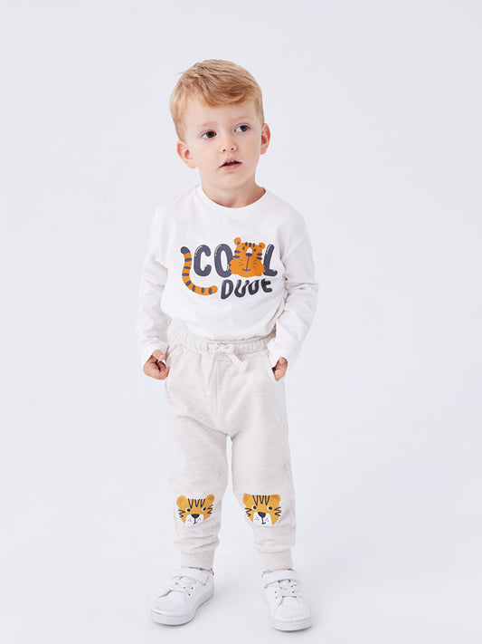 Printed Baby Boy Jogger Tracksuit Bottom with Elastic Waist