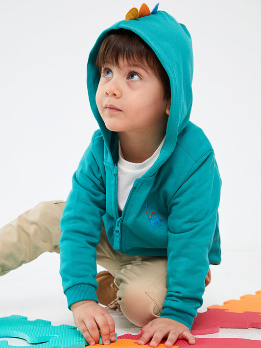 Hooded Long Sleeve Printed Baby Boy Zipper Sweatshirt