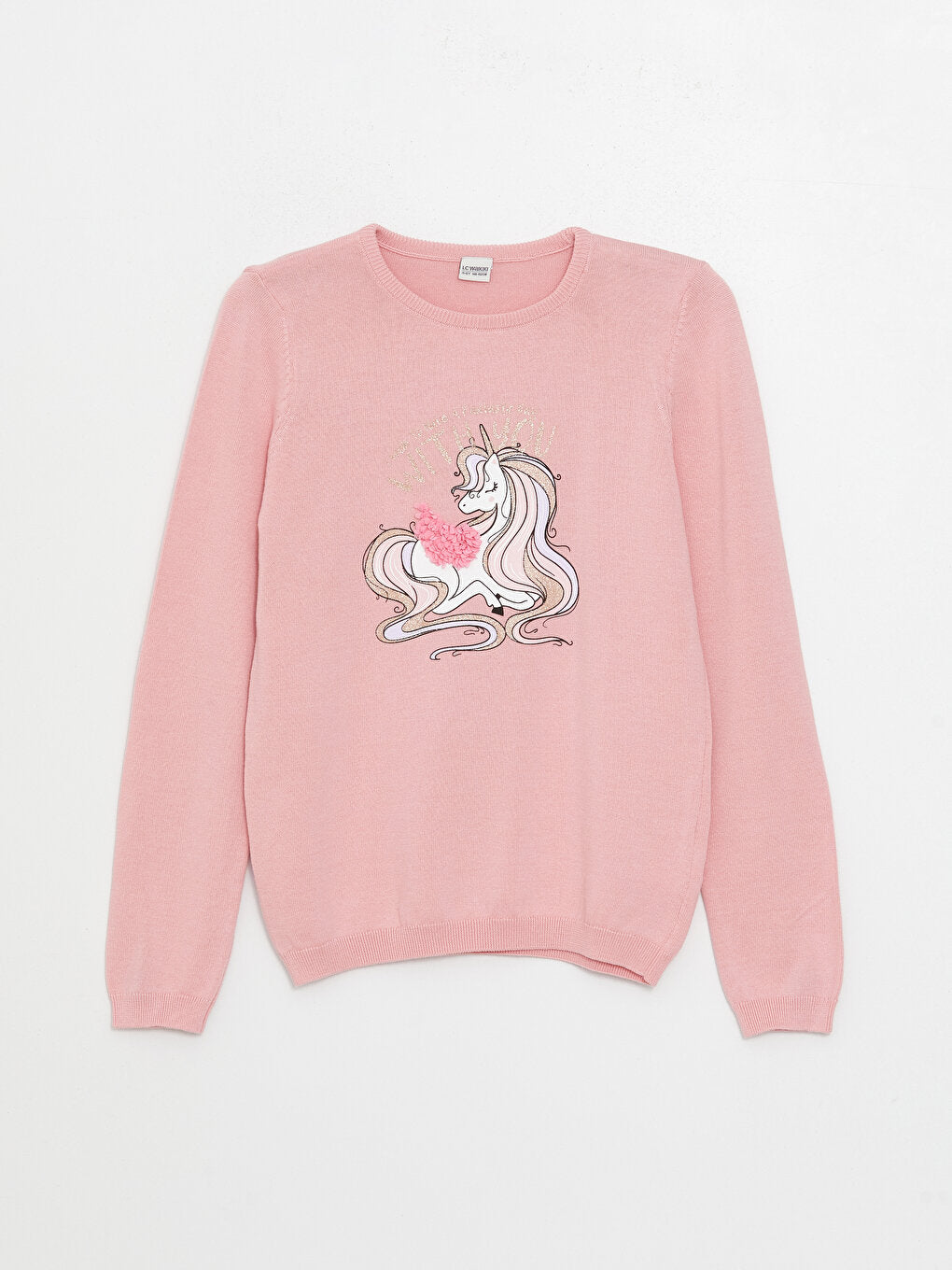 Crew Neck Printed Long Sleeve Girl's Knitwear Sweater