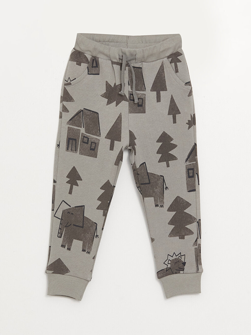 Printed Baby Boy Tracksuit Bottom with Elastic Waist