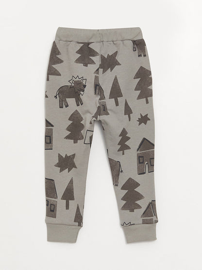 Printed Baby Boy Tracksuit Bottom with Elastic Waist