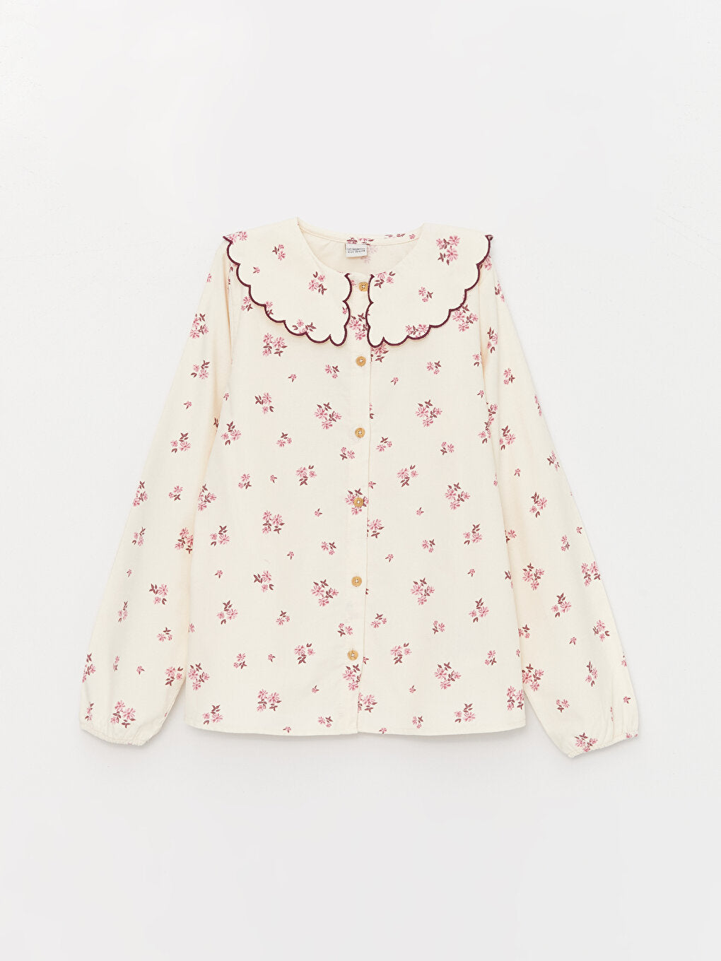 Baby Collar Patterned Long Sleeve Girl's Shirt