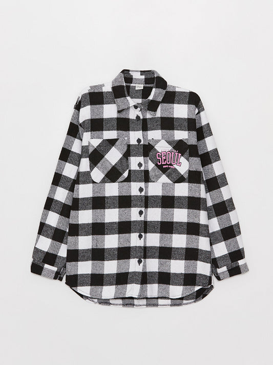 Plaid Long Sleeve Girls Shirt Jacket