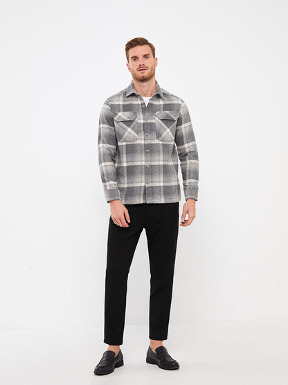 Comfortable Fit Long Sleeve Plaid Men's Shirt Jacket