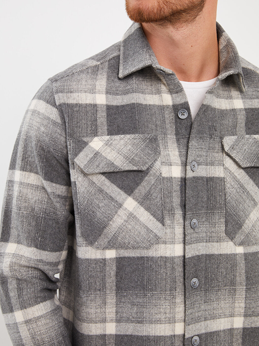 Comfortable Fit Long Sleeve Plaid Men's Shirt Jacket